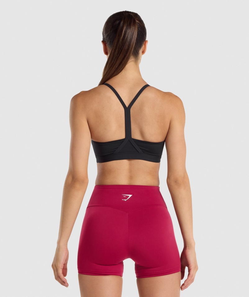 športová Podprsenka Gymshark S Výstrihom Do V čiernej Farby