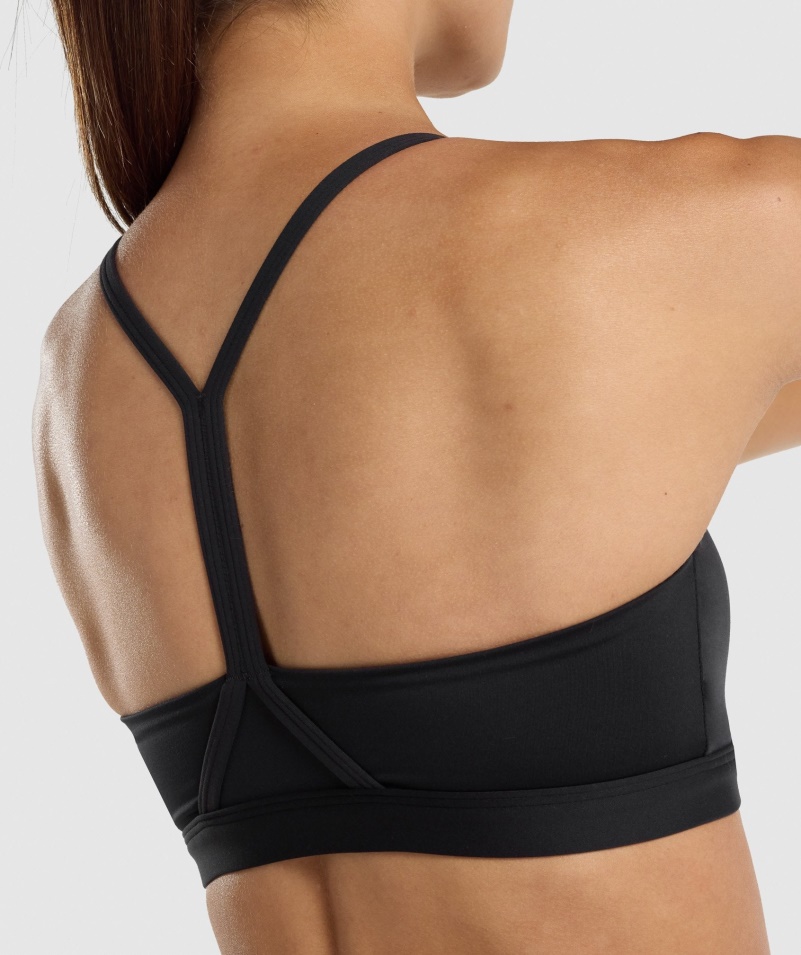 športová Podprsenka Gymshark S Výstrihom Do V čiernej Farby