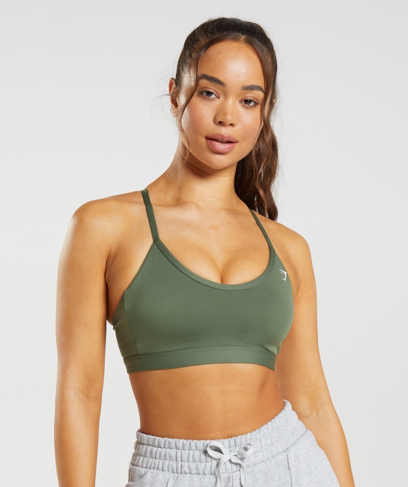 Gymshark V Krc Sport Podprsenka Jadro Olivova