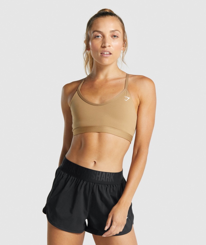 športová Podprsenka Gymshark Do V, Svetlohnedá