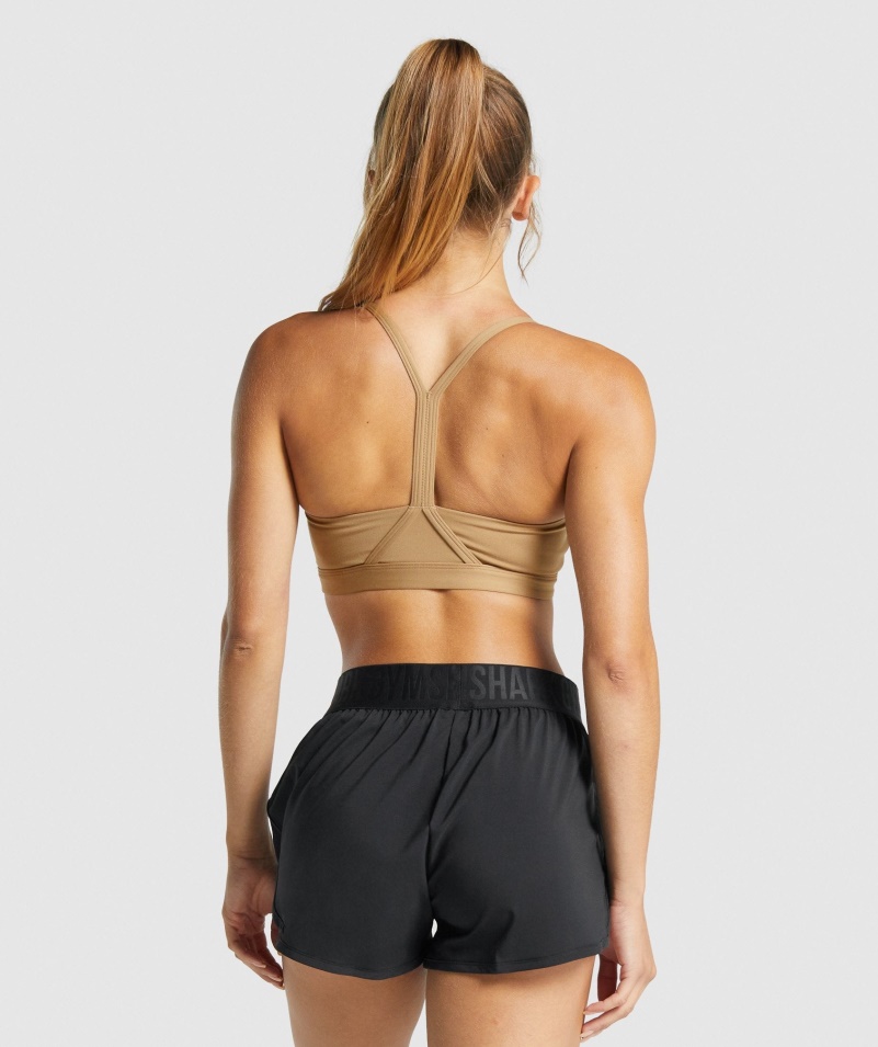 športová Podprsenka Gymshark Do V, Svetlohnedá