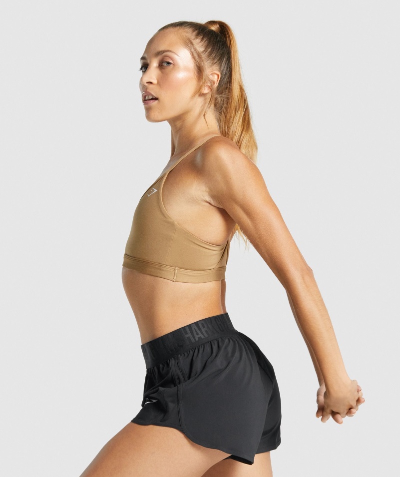 športová Podprsenka Gymshark Do V, Svetlohnedá