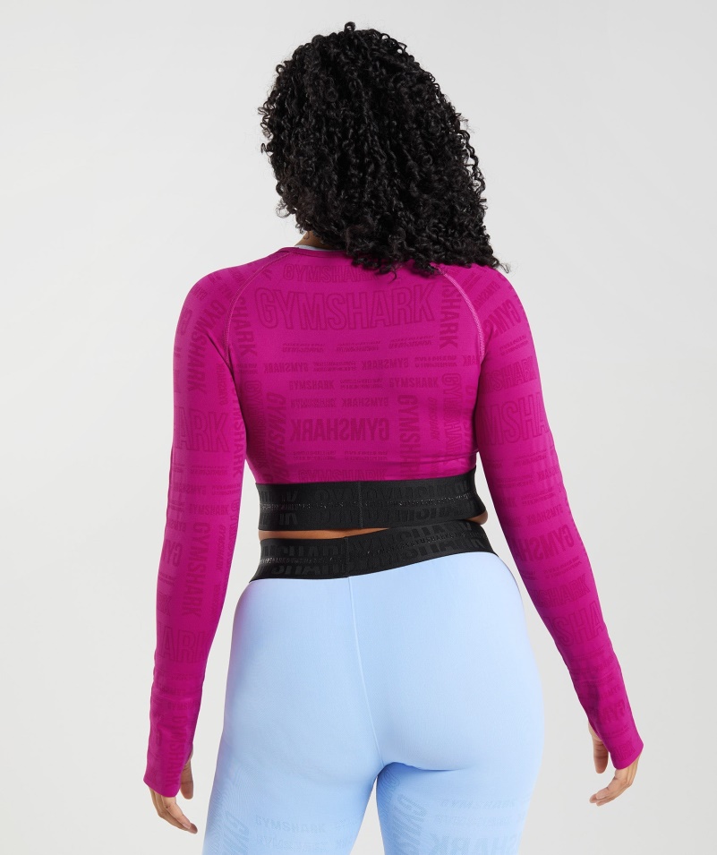 Gymshark Vision Dlhý Rukáv Crop Top Dragon Pink
