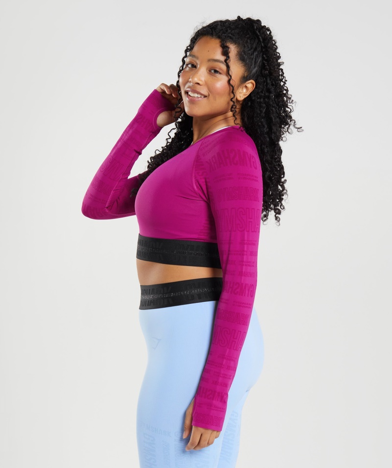 Gymshark Vision Dlhý Rukáv Crop Top Dragon Pink