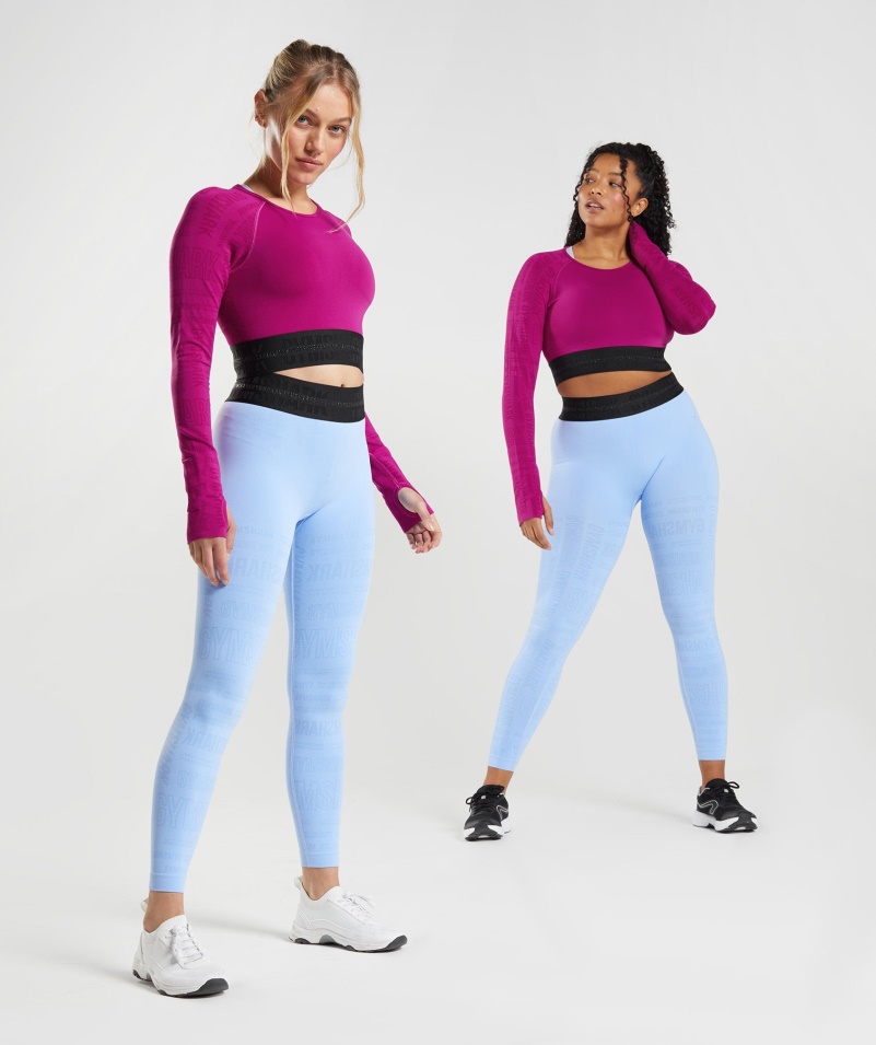 Gymshark Vision Dlhý Rukáv Crop Top Dragon Pink