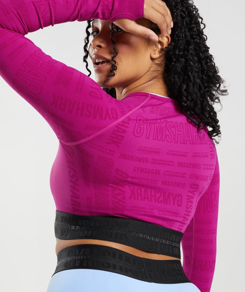 Gymshark Vision Dlhý Rukáv Crop Top Dragon Pink