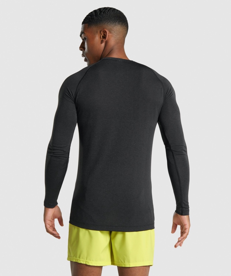 Gymshark Vital Light Bezšvové Tričko S Dlhým Rukávom Black Marl