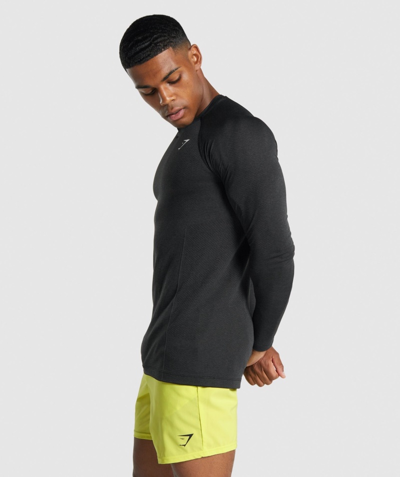 Gymshark Vital Light Bezšvové Tričko S Dlhým Rukávom Black Marl