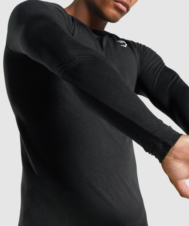 Gymshark Vital Light Bezšvové Tričko S Dlhým Rukávom Black Marl