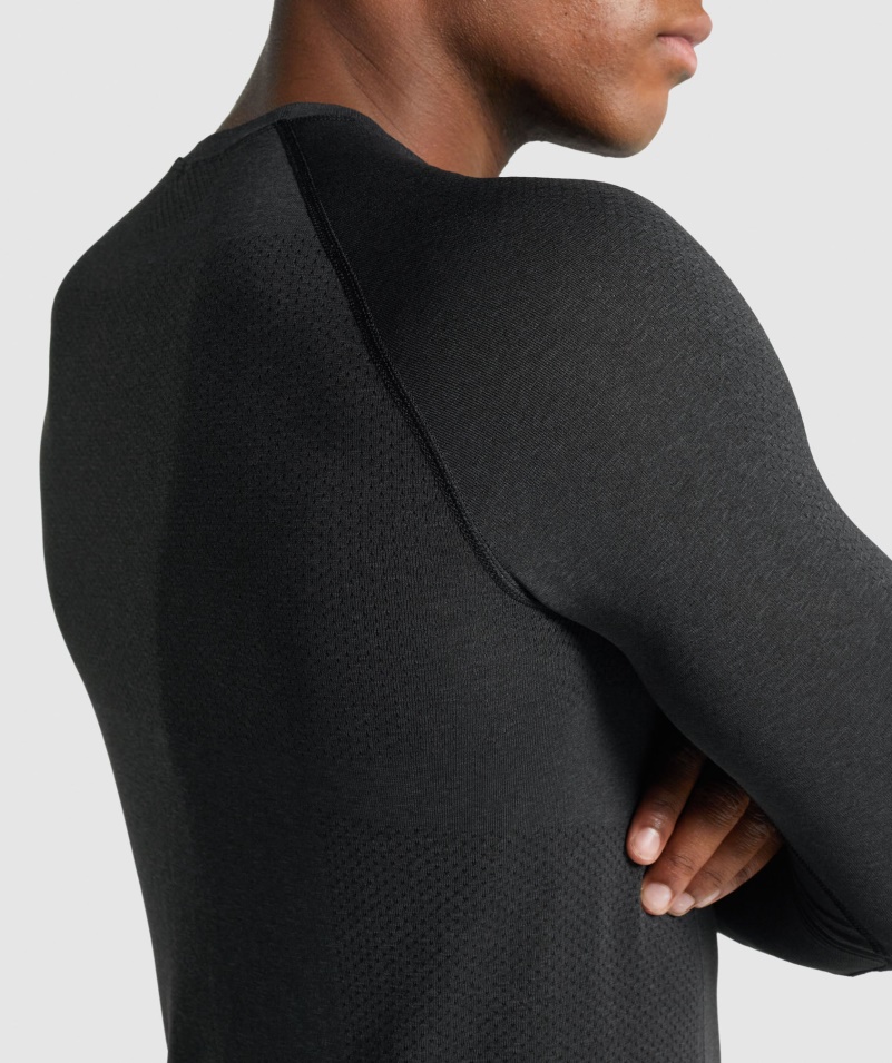 Gymshark Vital Light Bezšvové Tričko S Dlhým Rukávom Black Marl
