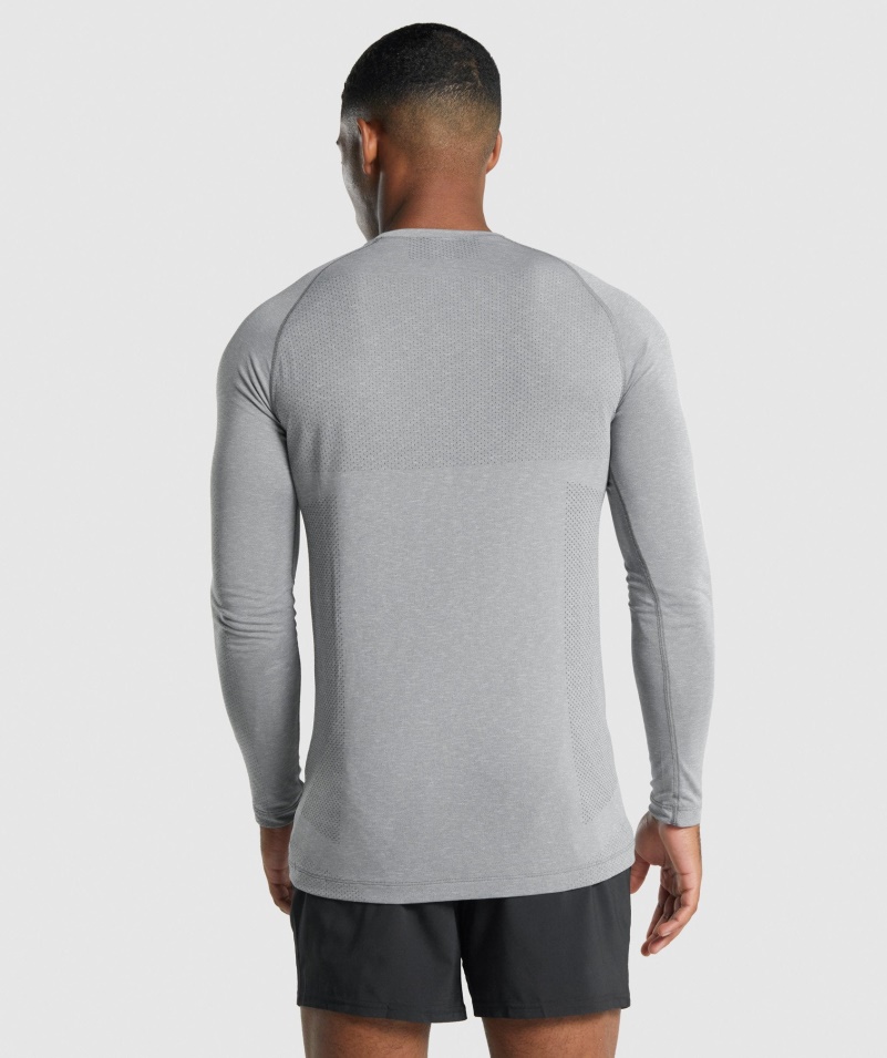 Gymshark Vital Light Bezšvové Tričko S Dlhým Rukávom Uhlie Marl