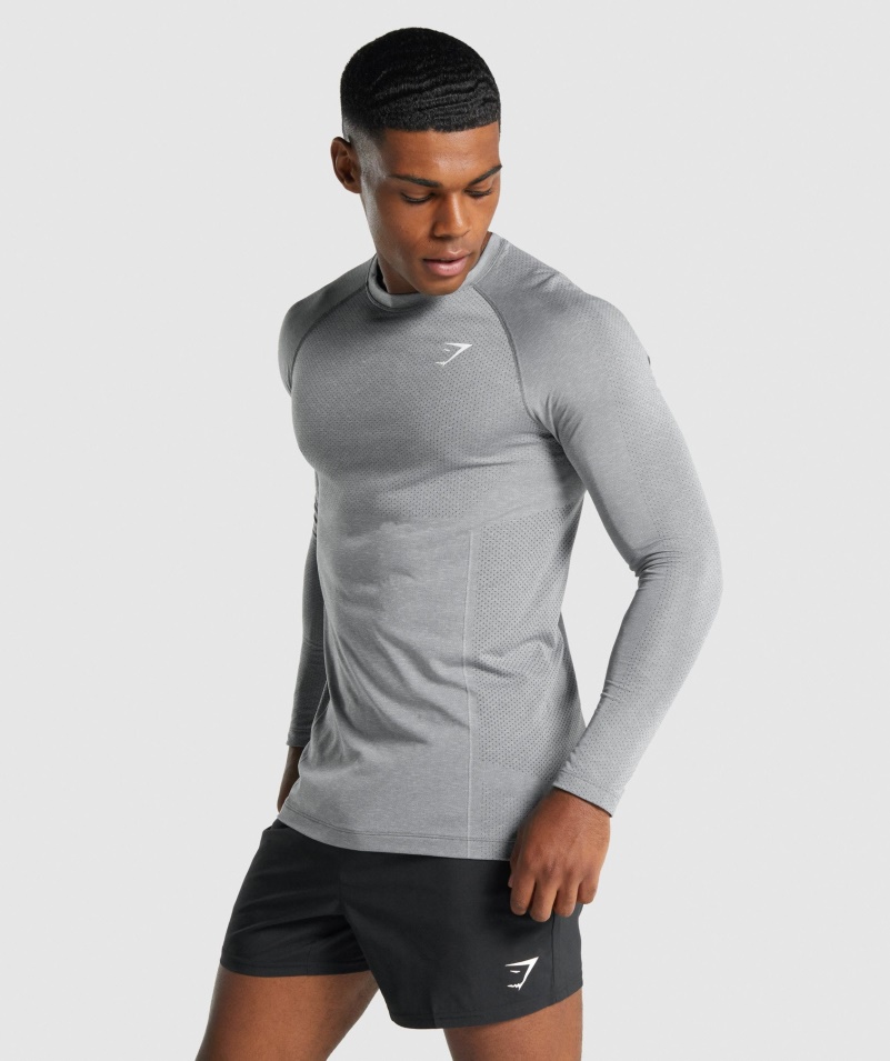 Gymshark Vital Light Bezšvové Tričko S Dlhým Rukávom Uhlie Marl