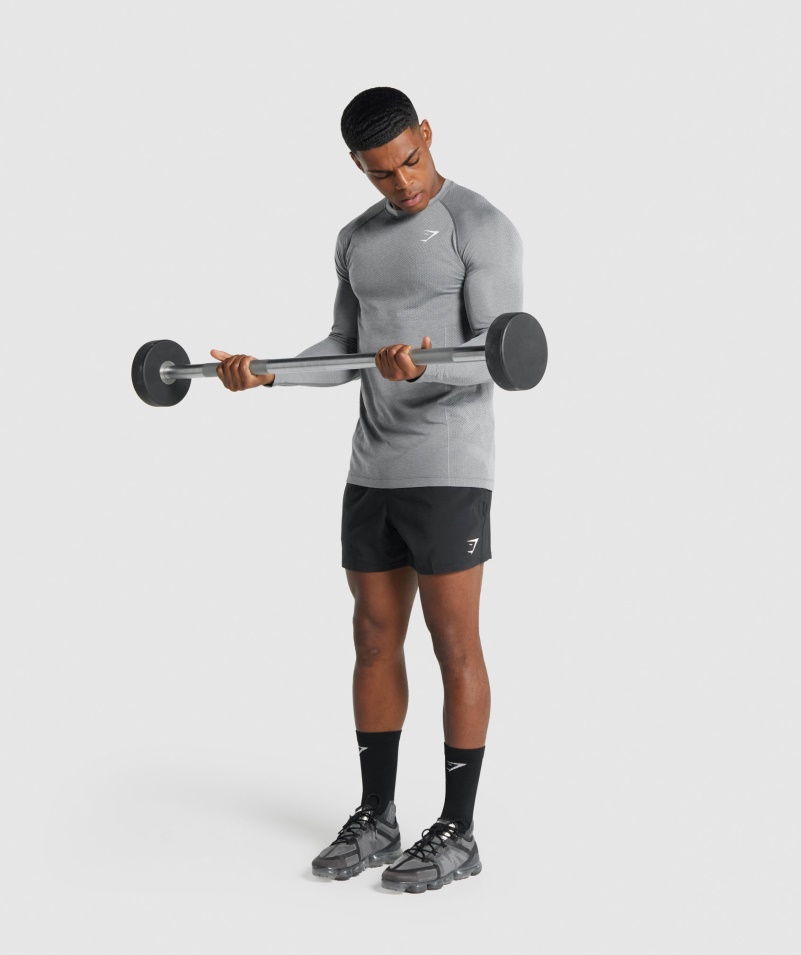 Gymshark Vital Light Bezšvové Tričko S Dlhým Rukávom Uhlie Marl