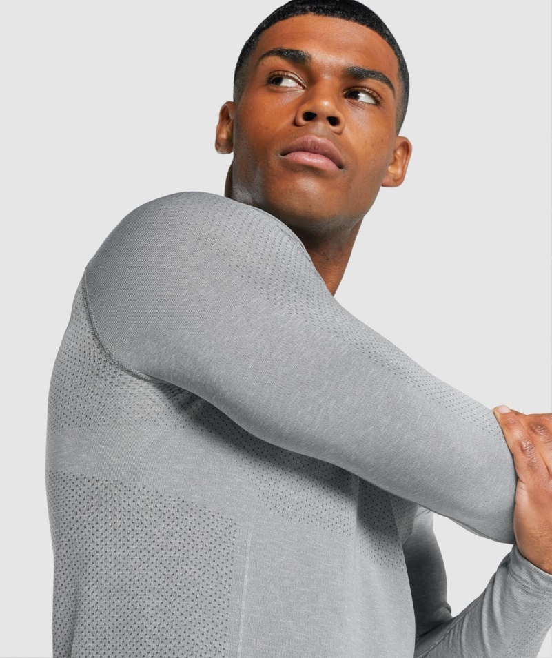 Gymshark Vital Light Bezšvové Tričko S Dlhým Rukávom Uhlie Marl