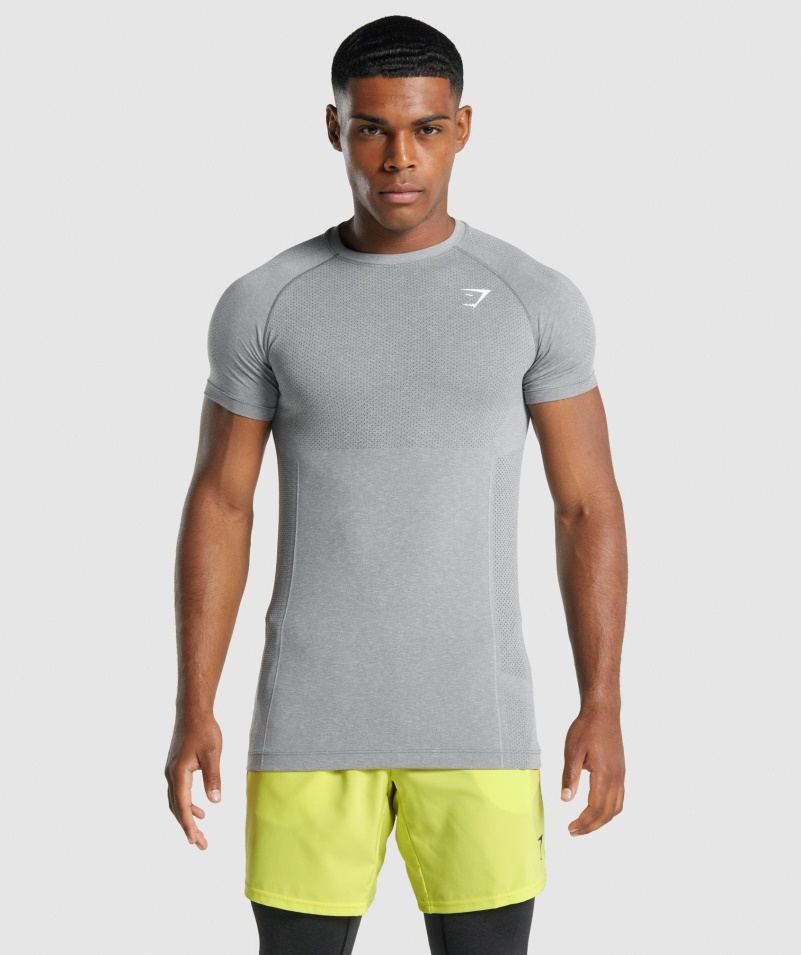 Gymshark Vital Light Bezšvové Tričko Charcoal Marl