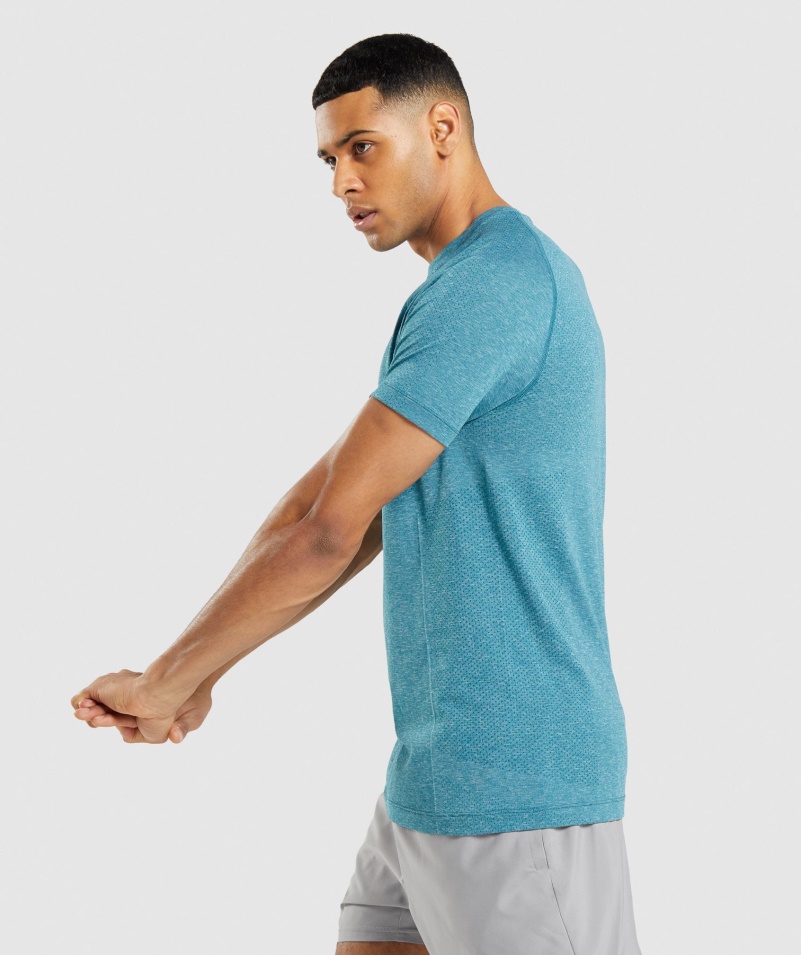 Gymshark Vital Light Bezšvové Tričko Tahoe Teal Marl