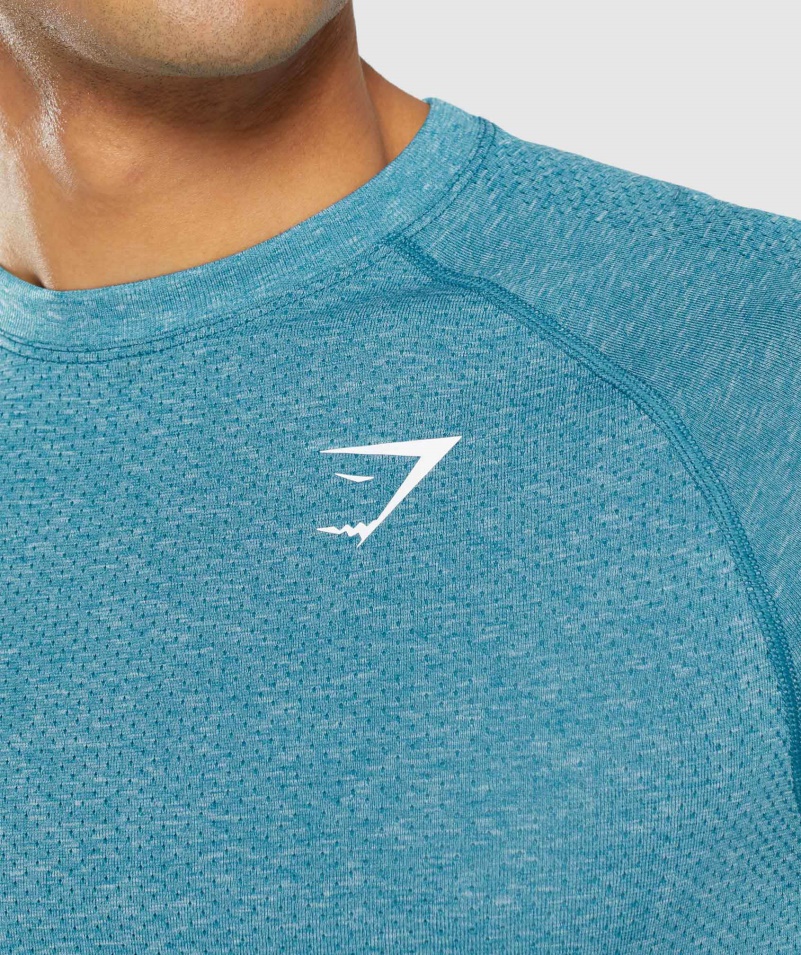 Gymshark Vital Light Bezšvové Tričko Tahoe Teal Marl