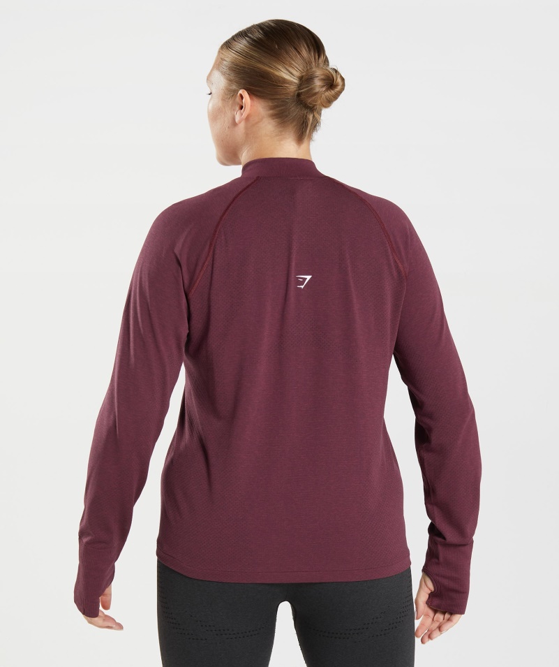 Gymshark Vital Bezšvový Pulóver 2,0 1/2 Na Zips Pečený Gaštanovohnedý Marl