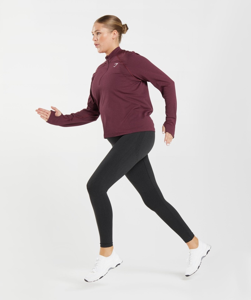 Gymshark Vital Bezšvový Pulóver 2,0 1/2 Na Zips Pečený Gaštanovohnedý Marl
