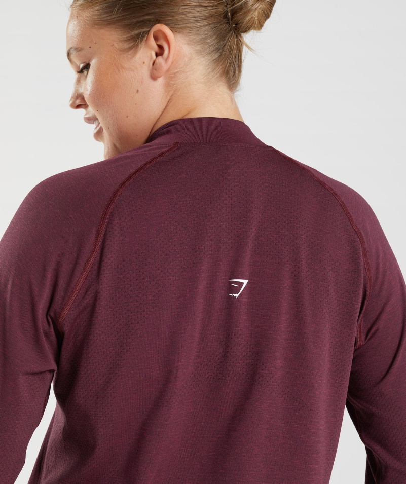 Gymshark Vital Bezšvový Pulóver 2,0 1/2 Na Zips Pečený Gaštanovohnedý Marl