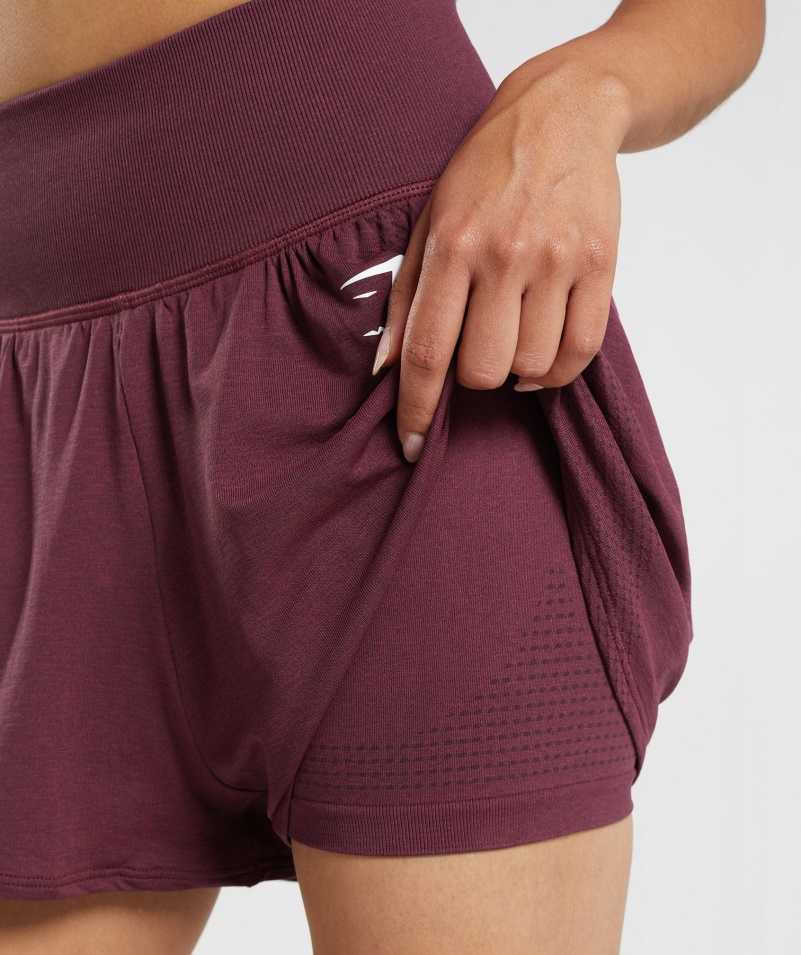 Gymshark Vital Bezšvové šortky 2 V 1 Pečené Gaštanovo Hnedé