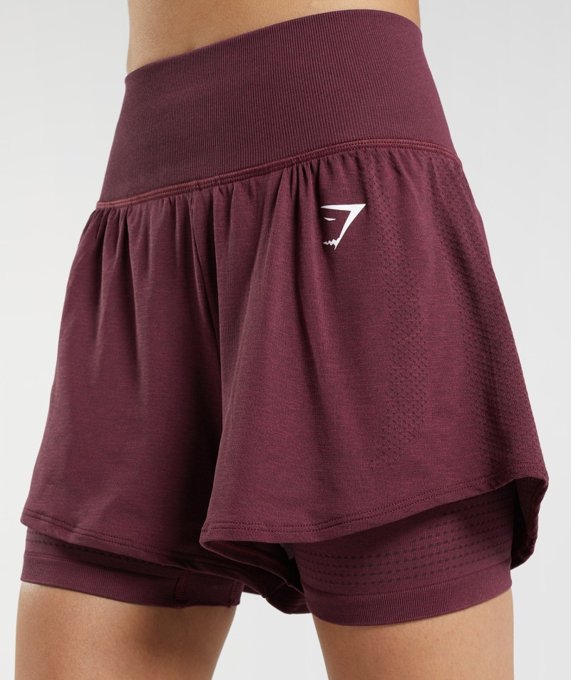 Gymshark Vital Bezšvové šortky 2 V 1 Pečené Gaštanovo Hnedé