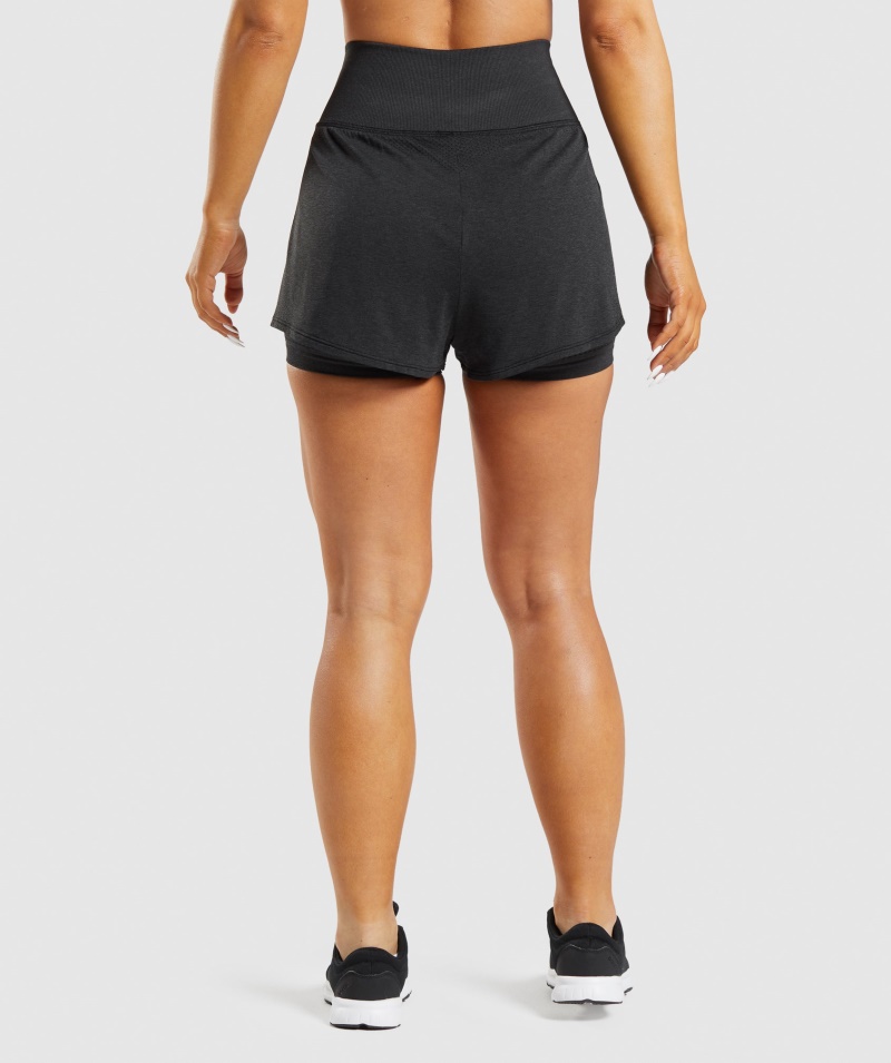 Gymshark Vital Bezšvové 2.0 šortky 2 V 1 Black Marl
