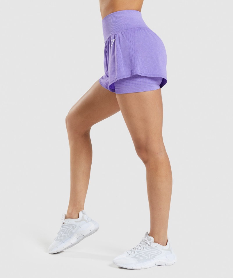 Gymshark Vital Seamless 2.0 šortky 2 V 1 žiarivo Fialové Marl