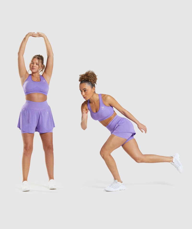 Gymshark Vital Seamless 2.0 šortky 2 V 1 žiarivo Fialové Marl