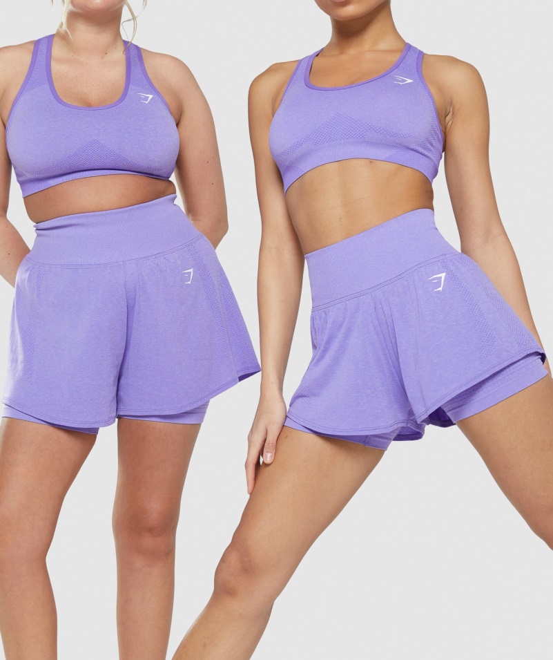 Gymshark Vital Seamless 2.0 šortky 2 V 1 žiarivo Fialové Marl