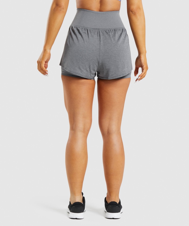 Gymshark Vital Bezšvové 2.0 šortky 2 V 1 Smokey Grey Marl