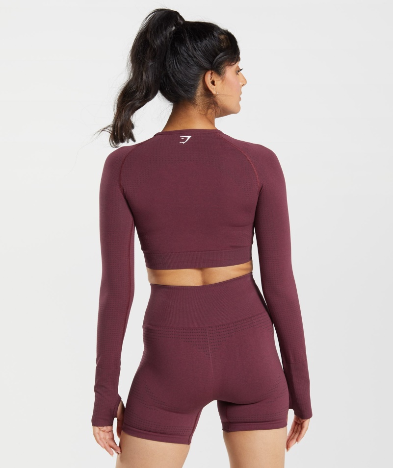 Gymshark Vital Bezšvové 2.0 Crop Top Pečená Gaštanová Marl