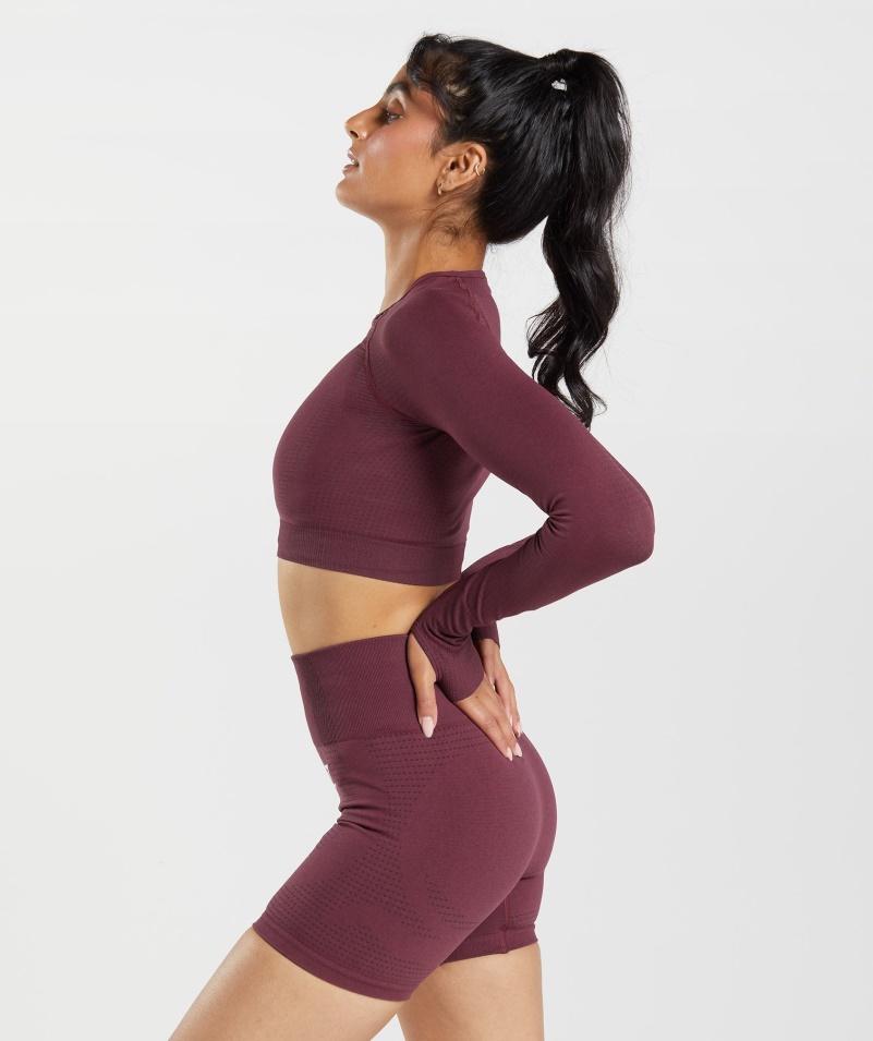 Gymshark Vital Bezšvové 2.0 Crop Top Pečená Gaštanová Marl