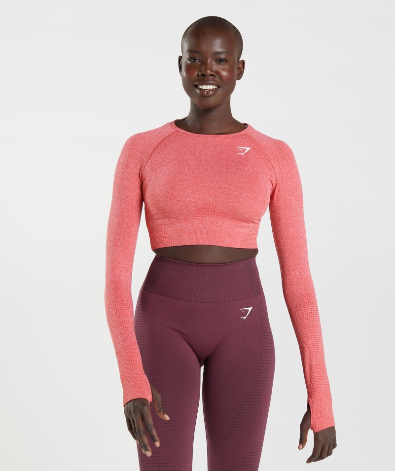 Gymshark Vital Bezšvové 2.0 Crop Top Chilli Red Marl