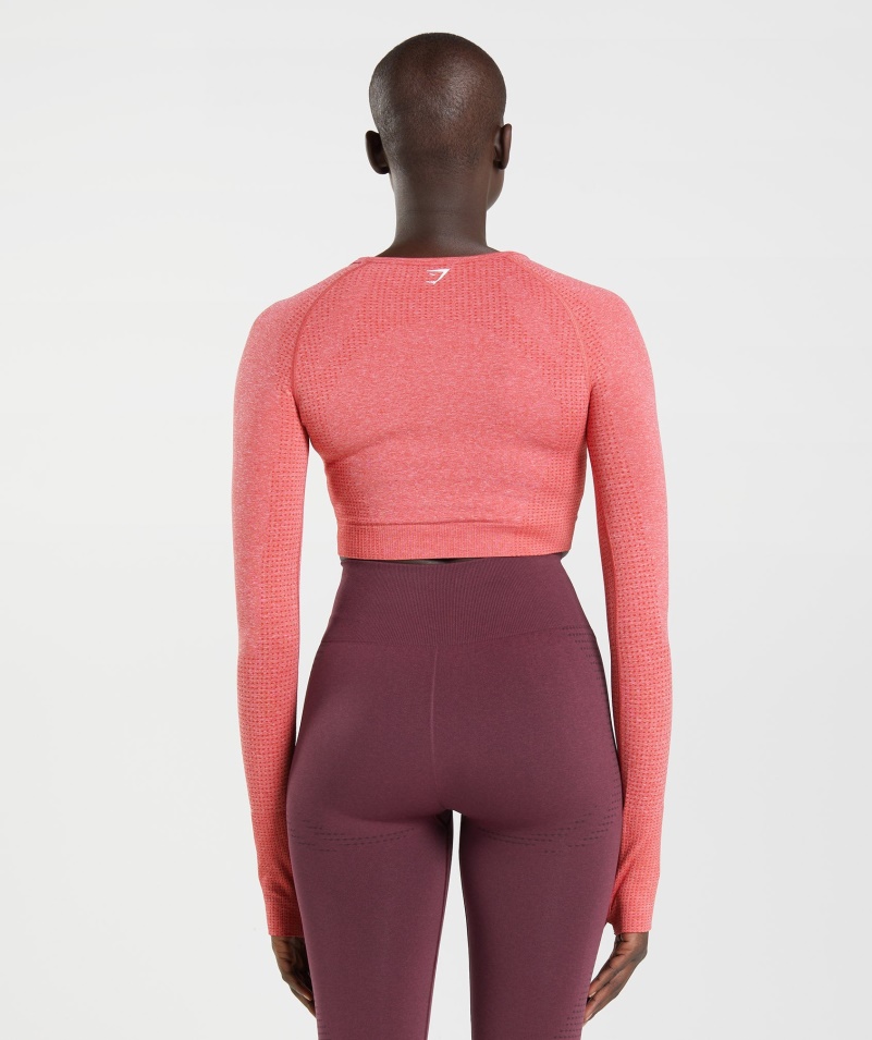 Gymshark Vital Bezšvové 2.0 Crop Top Chilli Red Marl