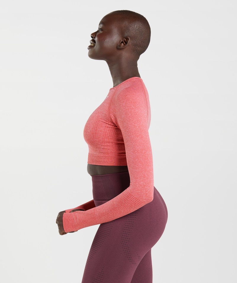 Gymshark Vital Bezšvové 2.0 Crop Top Chilli Red Marl