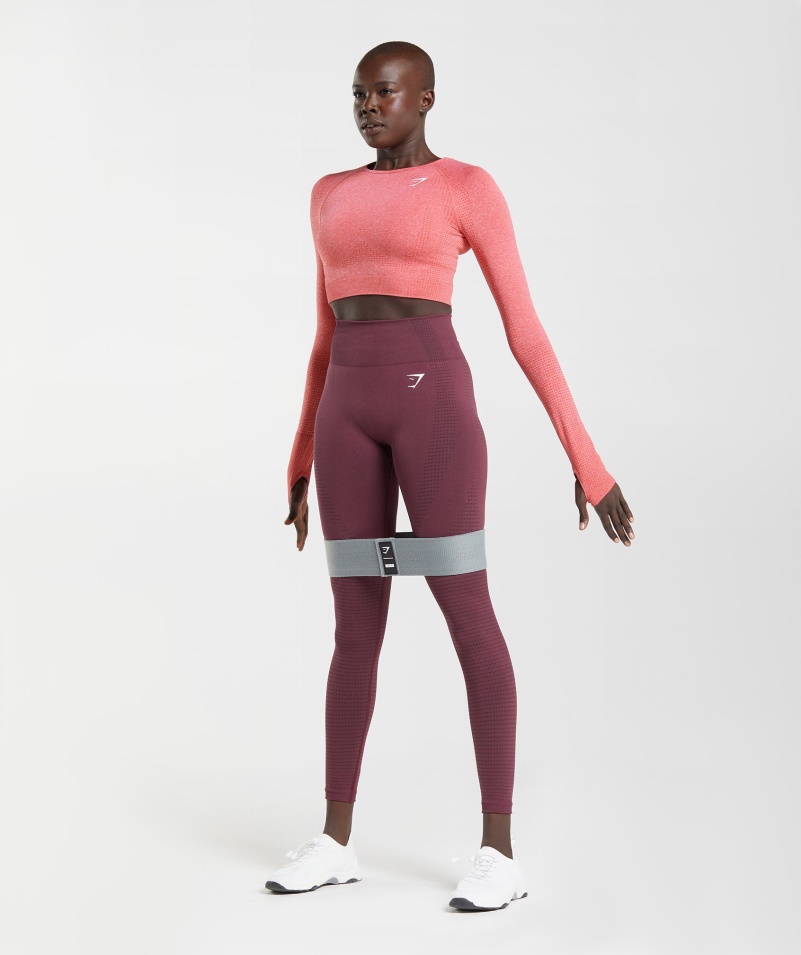 Gymshark Vital Bezšvové 2.0 Crop Top Chilli Red Marl