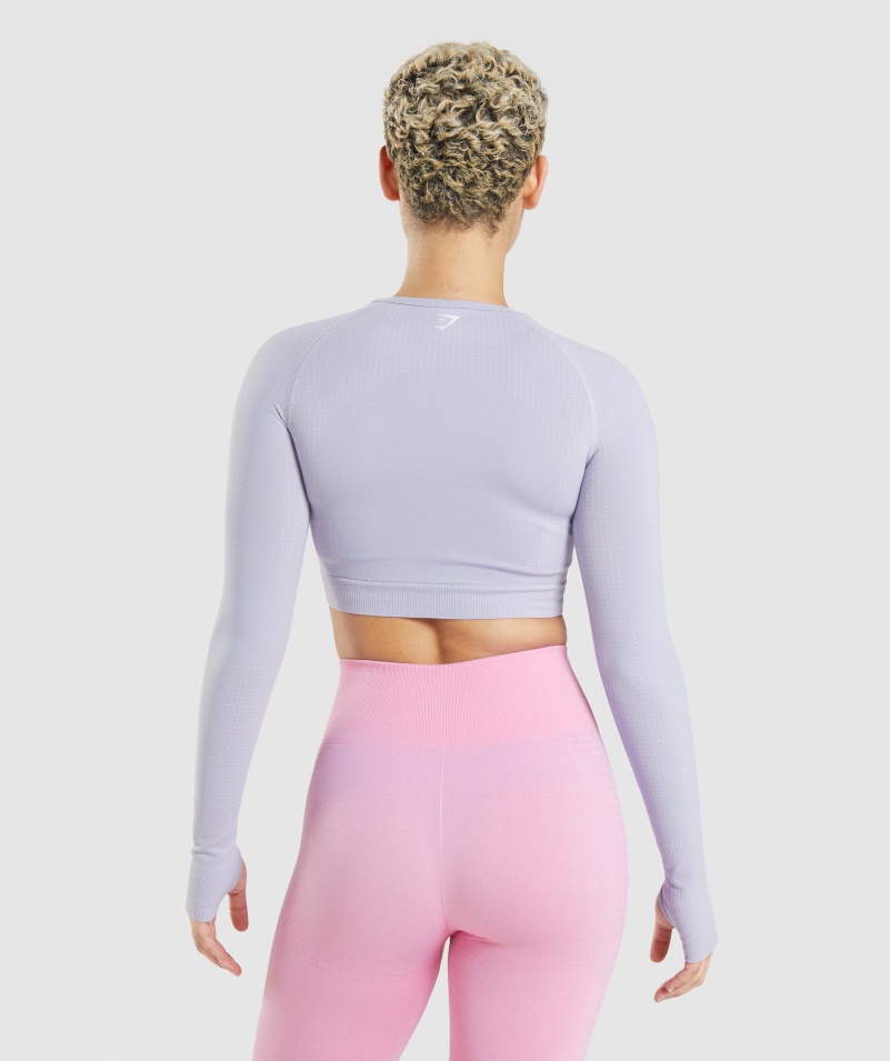 Gymshark Vital Bezšvové 2.0 Crop Top Moonstone Blue Marl