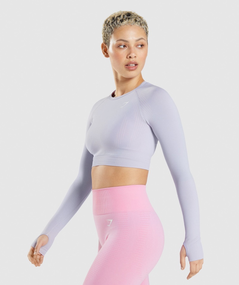 Gymshark Vital Bezšvové 2.0 Crop Top Moonstone Blue Marl