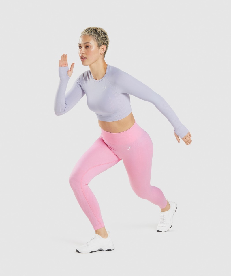 Gymshark Vital Bezšvové 2.0 Crop Top Moonstone Blue Marl