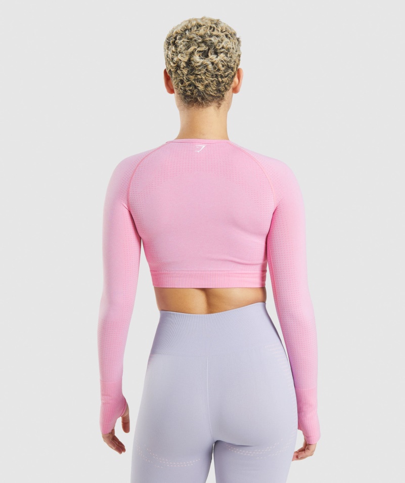 Gymshark Vital Bezšvový 2.0 Crop Top Sorbet Ružový Marl