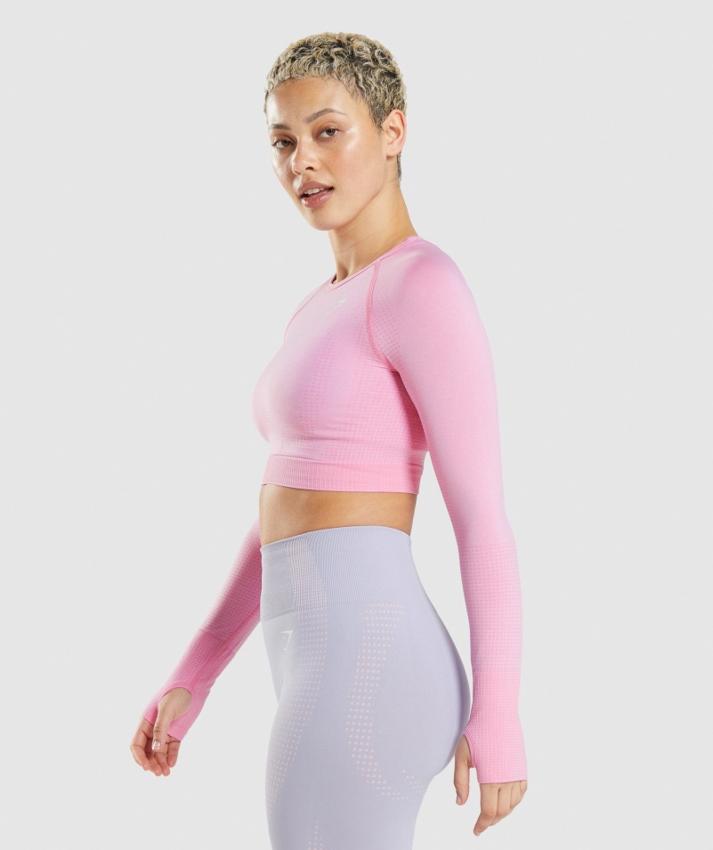 Gymshark Vital Bezšvový 2.0 Crop Top Sorbet Ružový Marl