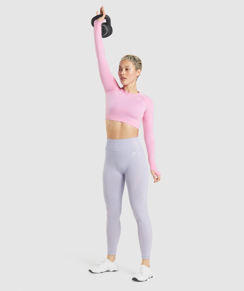 Gymshark Vital Bezšvový 2.0 Crop Top Sorbet Ružový Marl