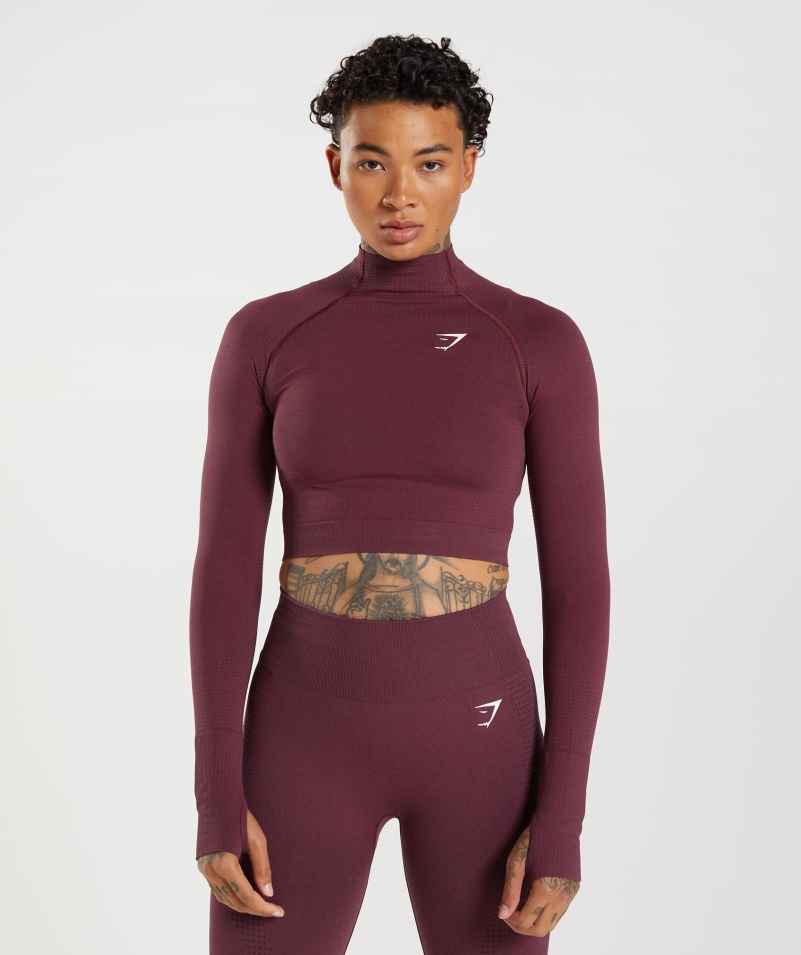 Gymshark Vital Bezšvový 2.0 Midi Top Upečený Gaštanovohnedý