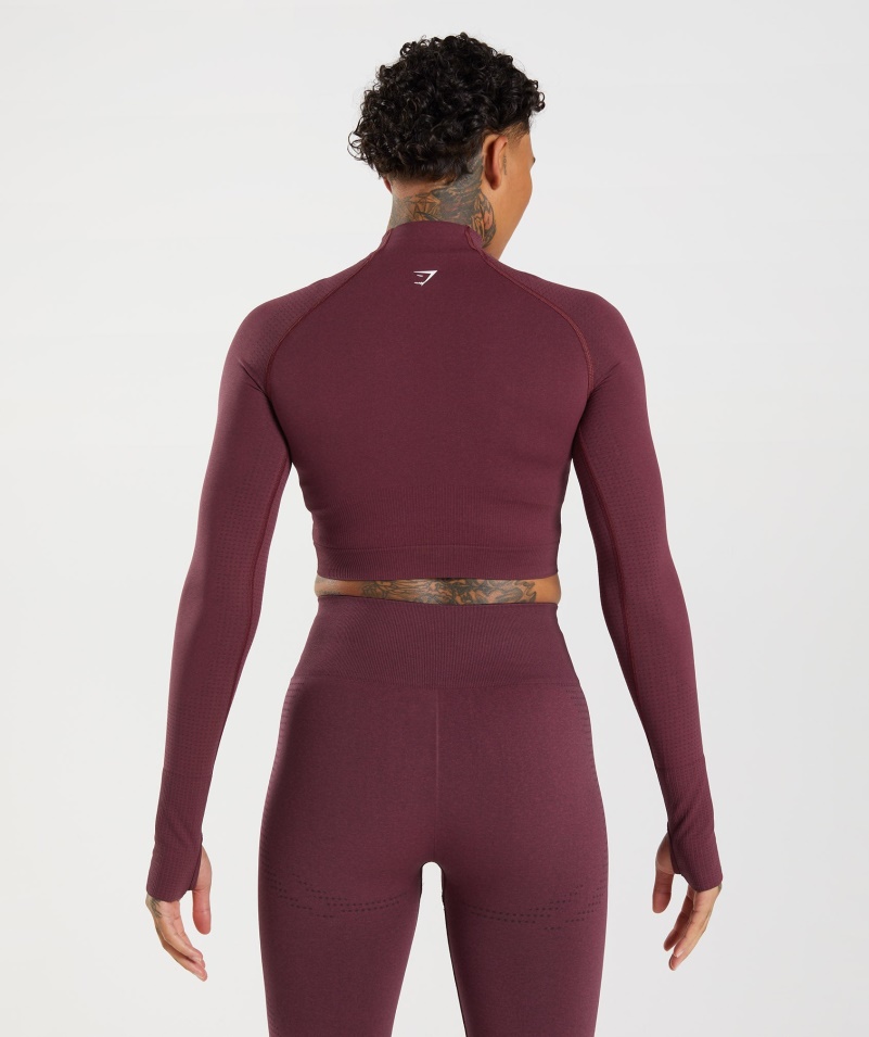 Gymshark Vital Bezšvový 2.0 Midi Top Upečený Gaštanovohnedý