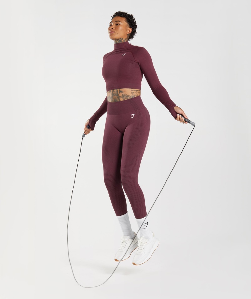 Gymshark Vital Bezšvový 2.0 Midi Top Upečený Gaštanovohnedý