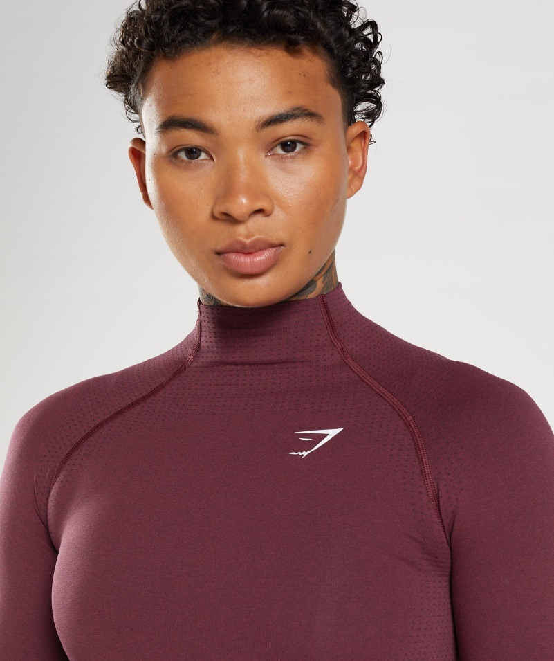 Gymshark Vital Bezšvový 2.0 Midi Top Upečený Gaštanovohnedý
