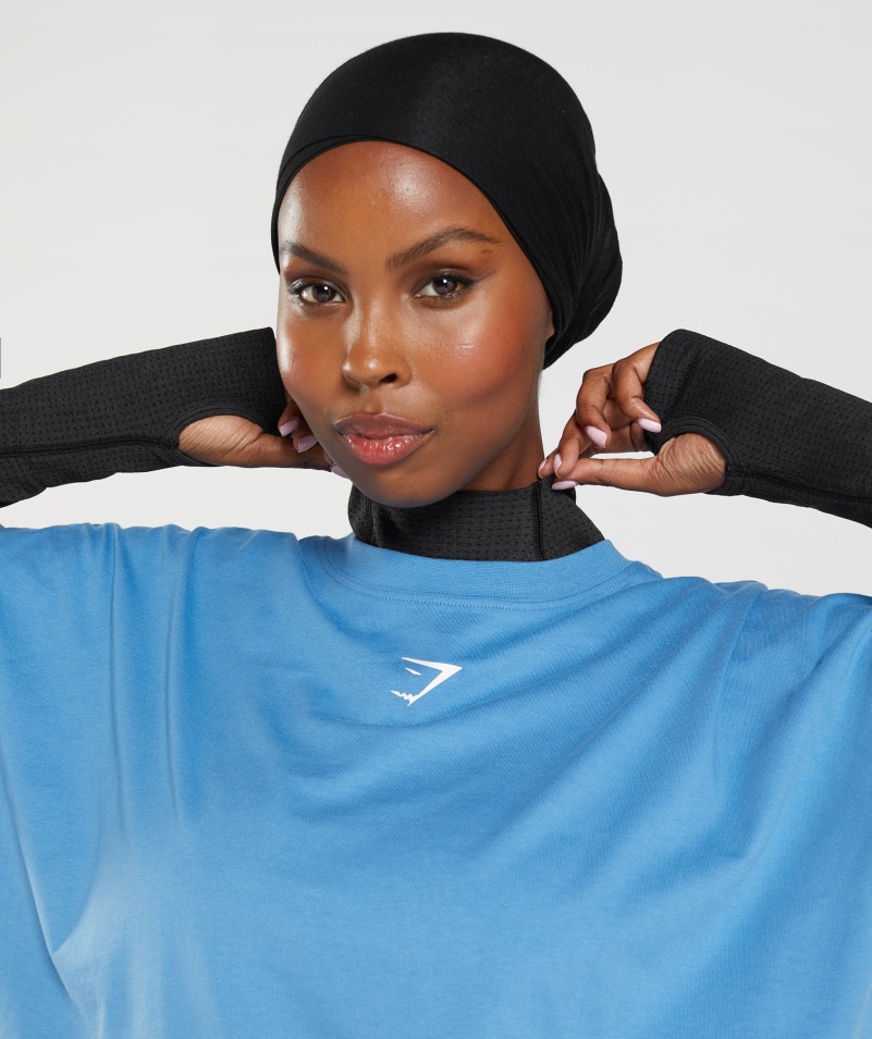Gymshark Vital Bezšvový 2.0 Midi Top čierny Marl S Vysokým Výstrihom