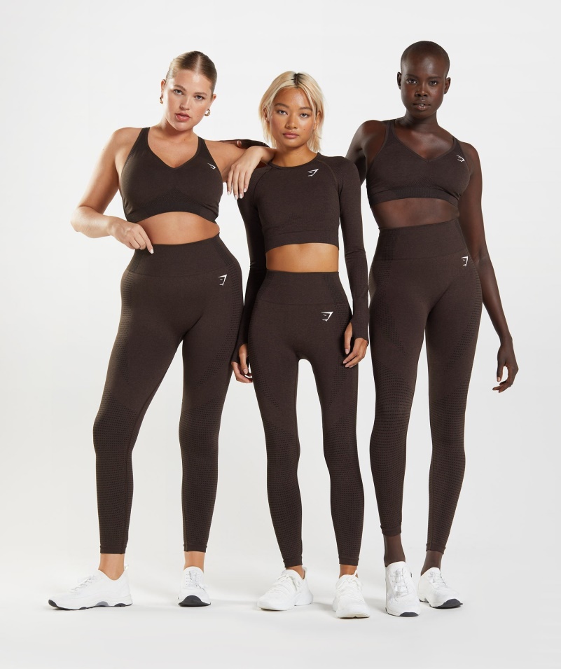 Gymshark Vital Bezšvové 2.0 Legíny Cherry Hnedé Marl