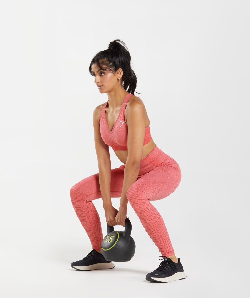 Gymshark Vital Bezšvové 2.0 Legíny Chilli Red Marl